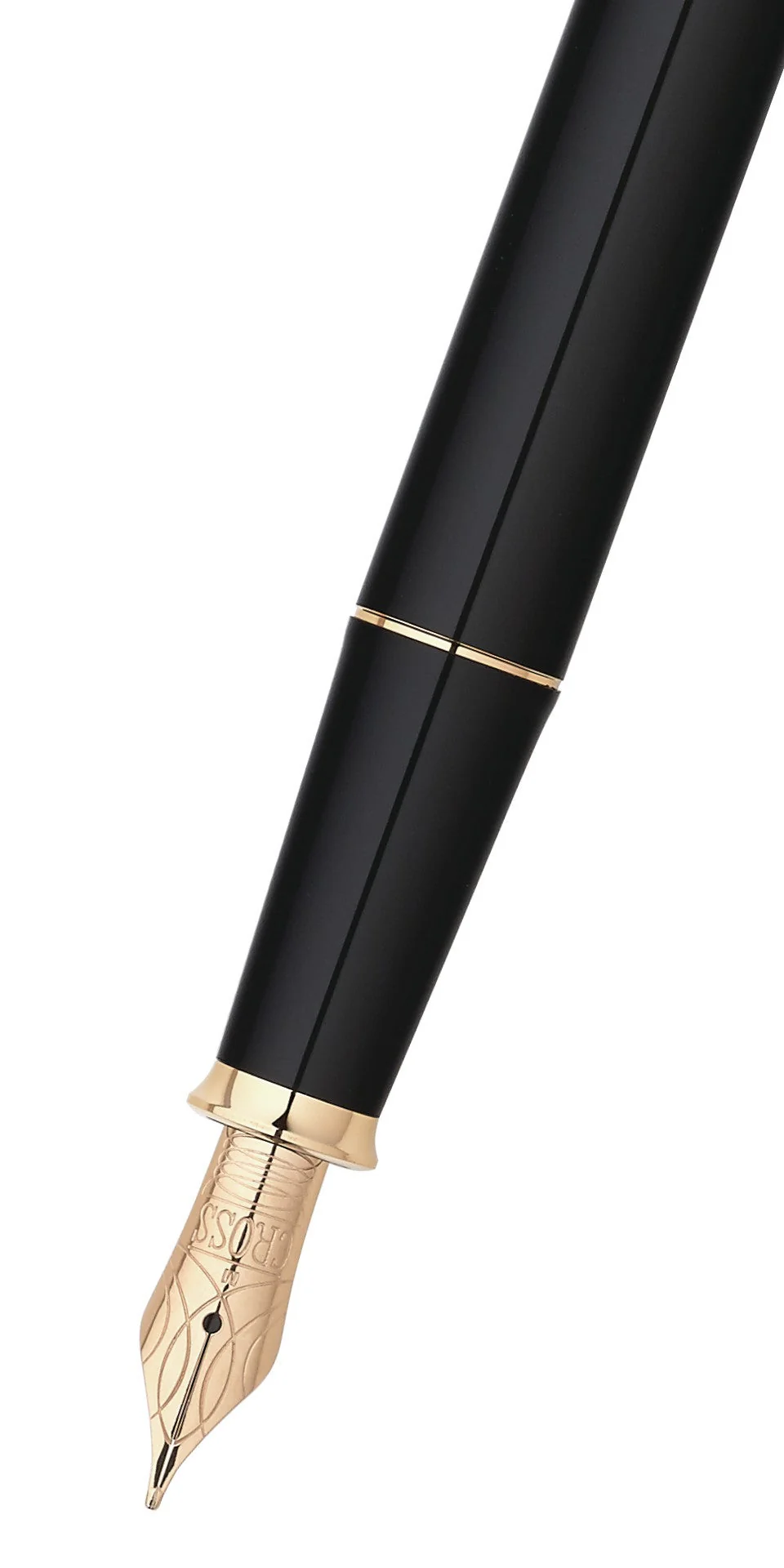 Townsend® Black Lacquer with 23KT Gold-Plated Appointments and Solid 18KT Gold Fine Nib Fountain Pen - Image 2