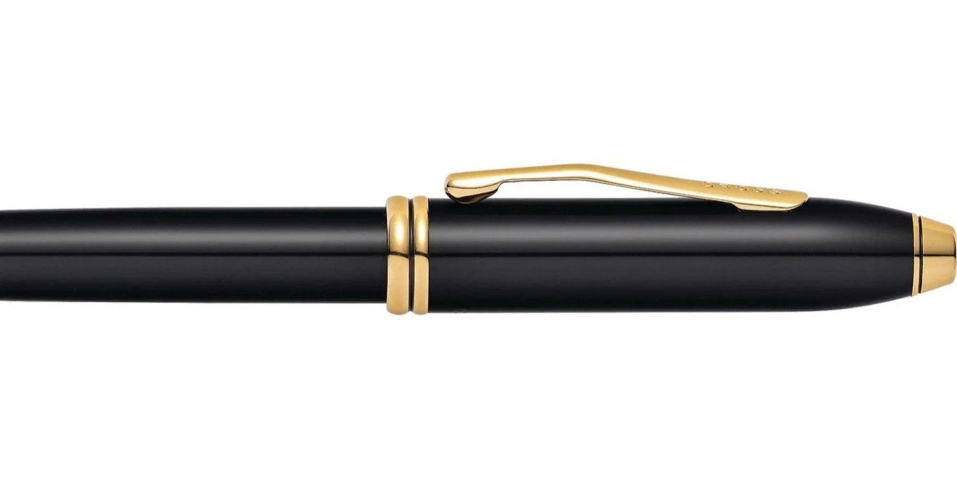Townsend® Black Lacquer with 23KT Gold-Plated Appointments and Solid 18KT Gold Fine Nib Fountain Pen - Image 3