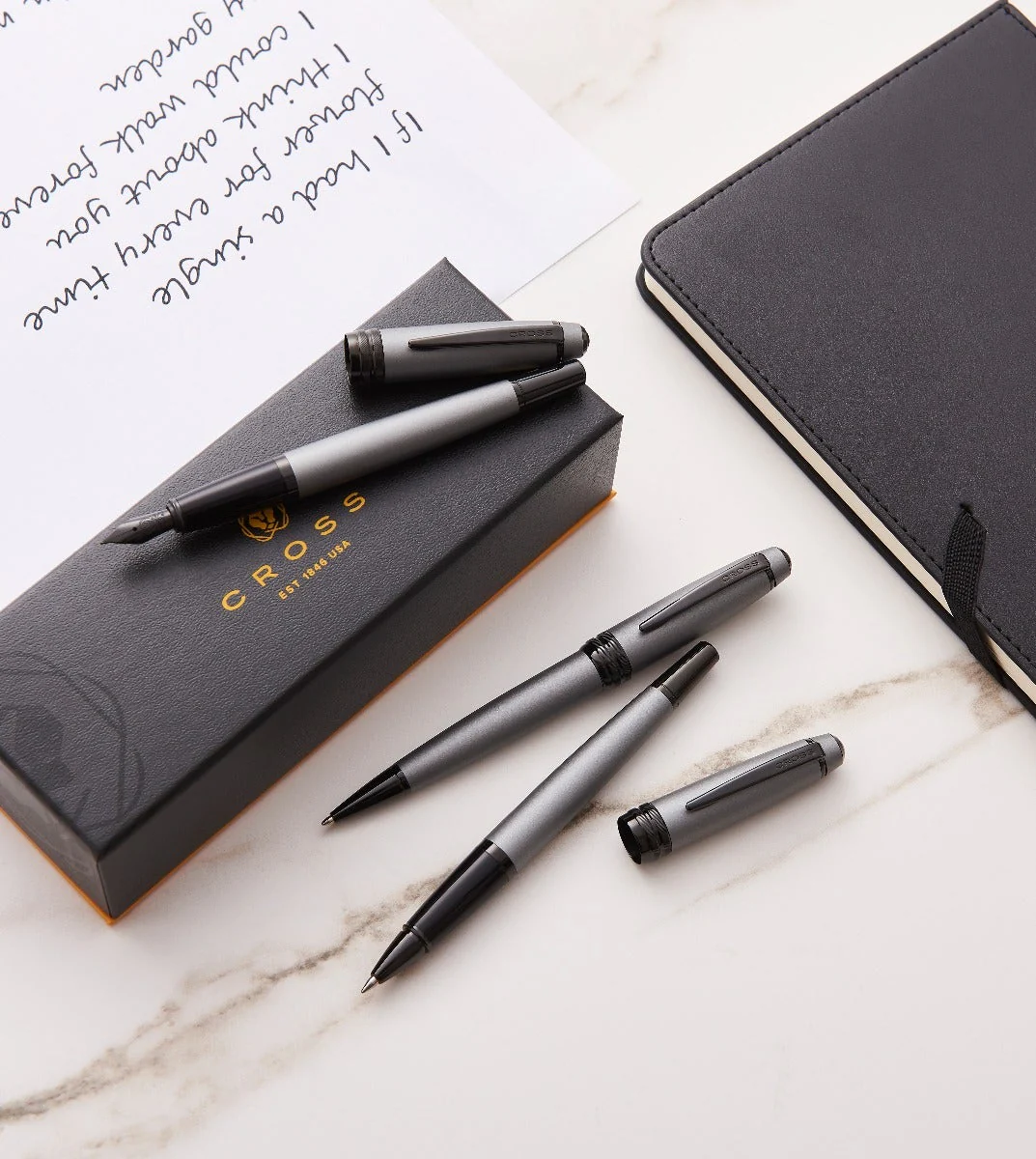 Bailey™ Matte Gray Lacquer Stainless Steel Medium Nib Fountain Pen - Image 8