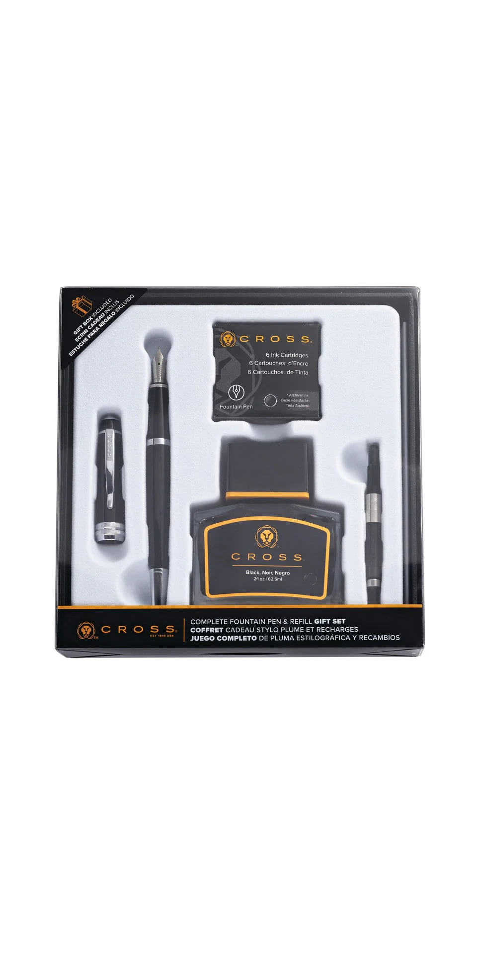 Bailey™ Black Lacquer Medium Nib Fountain Pen Gift Set - Image 2