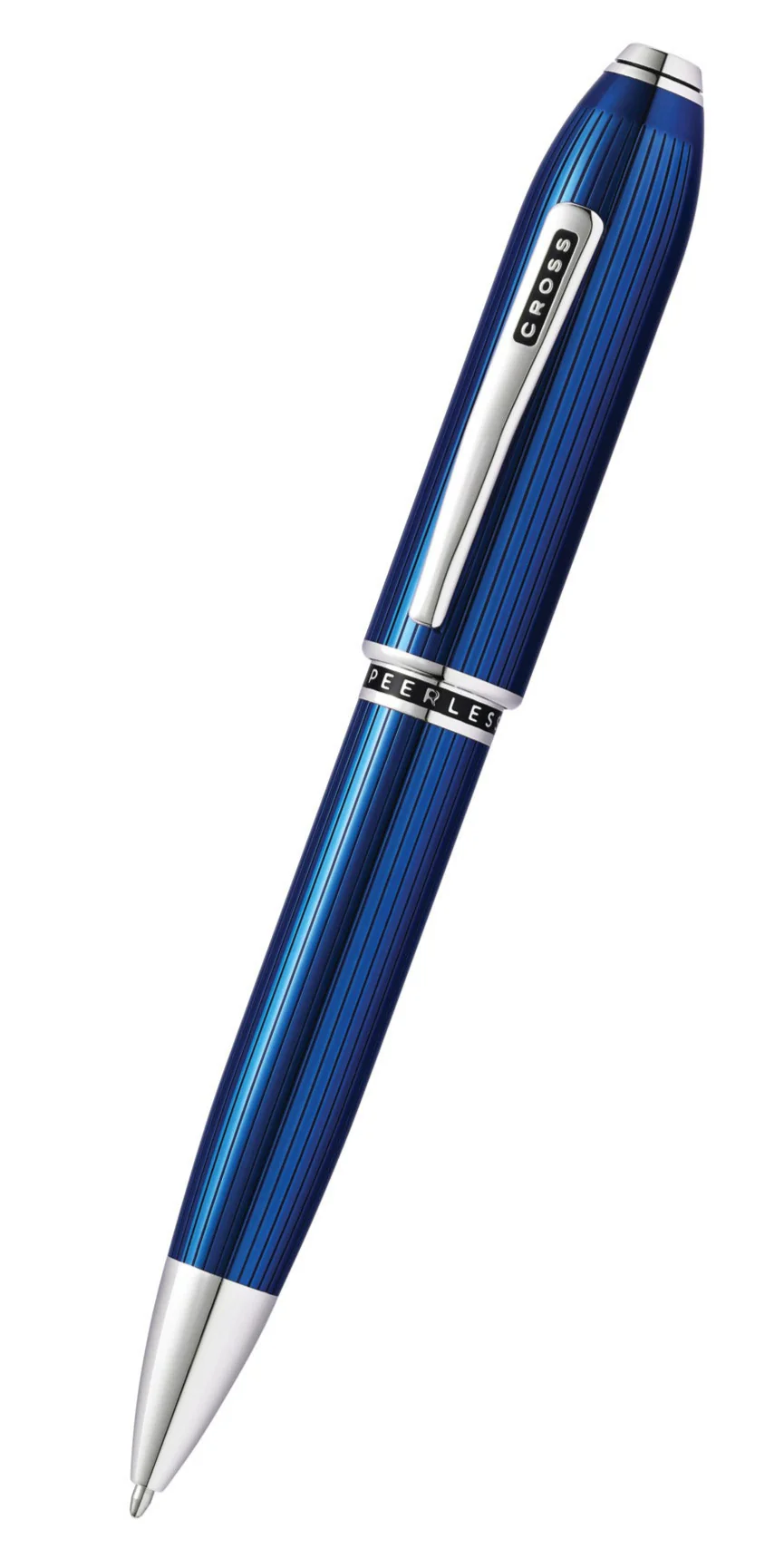 Peerlessâ˘Â Translucent Quartz Blue Engraved Lacquer with Platinum Plated Appointments Ballpoint Pen