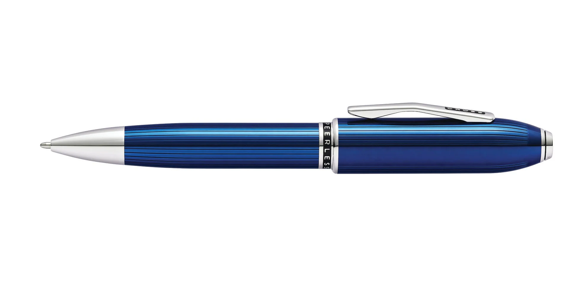 Peerlessâ˘Â Translucent Quartz Blue Engraved Lacquer with Platinum Plated Appointments Ballpoint Pen - Image 4