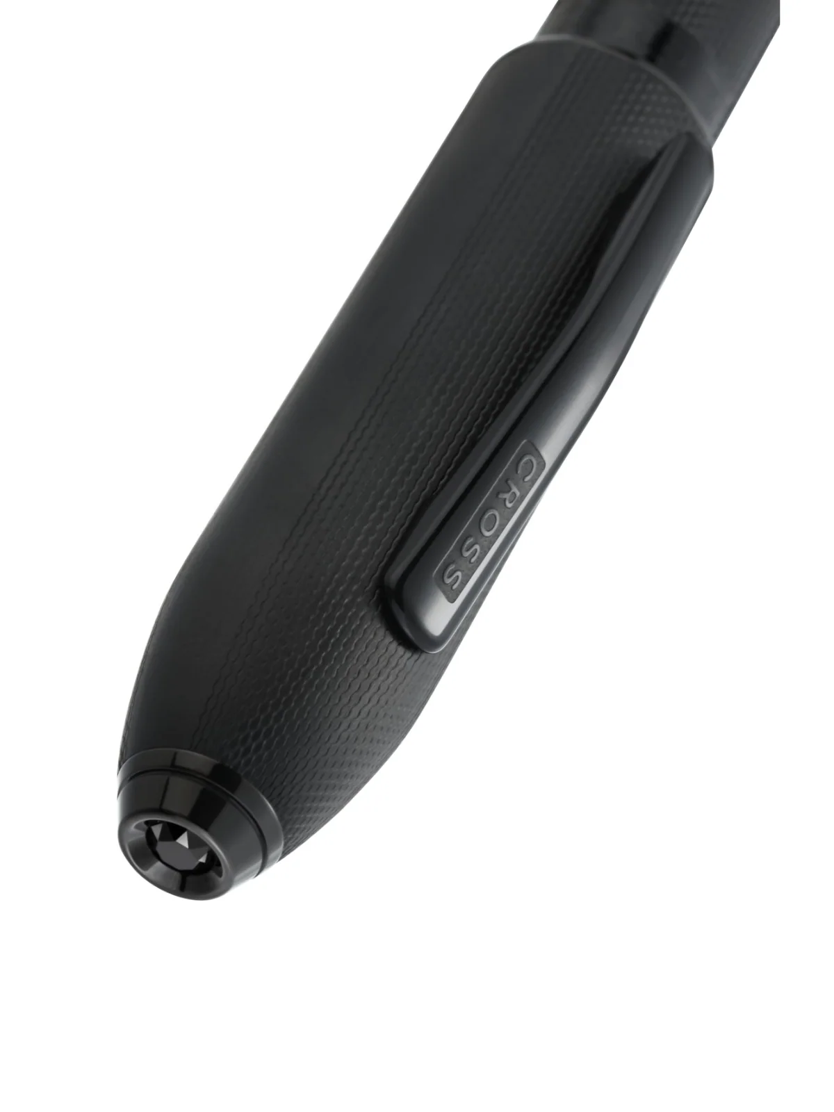 Peerless™ Polished Black PVD Engraved Diamond Pattern with Black PVD Appointments and Swarovski Crystal Ballpoint Pen - Image 2