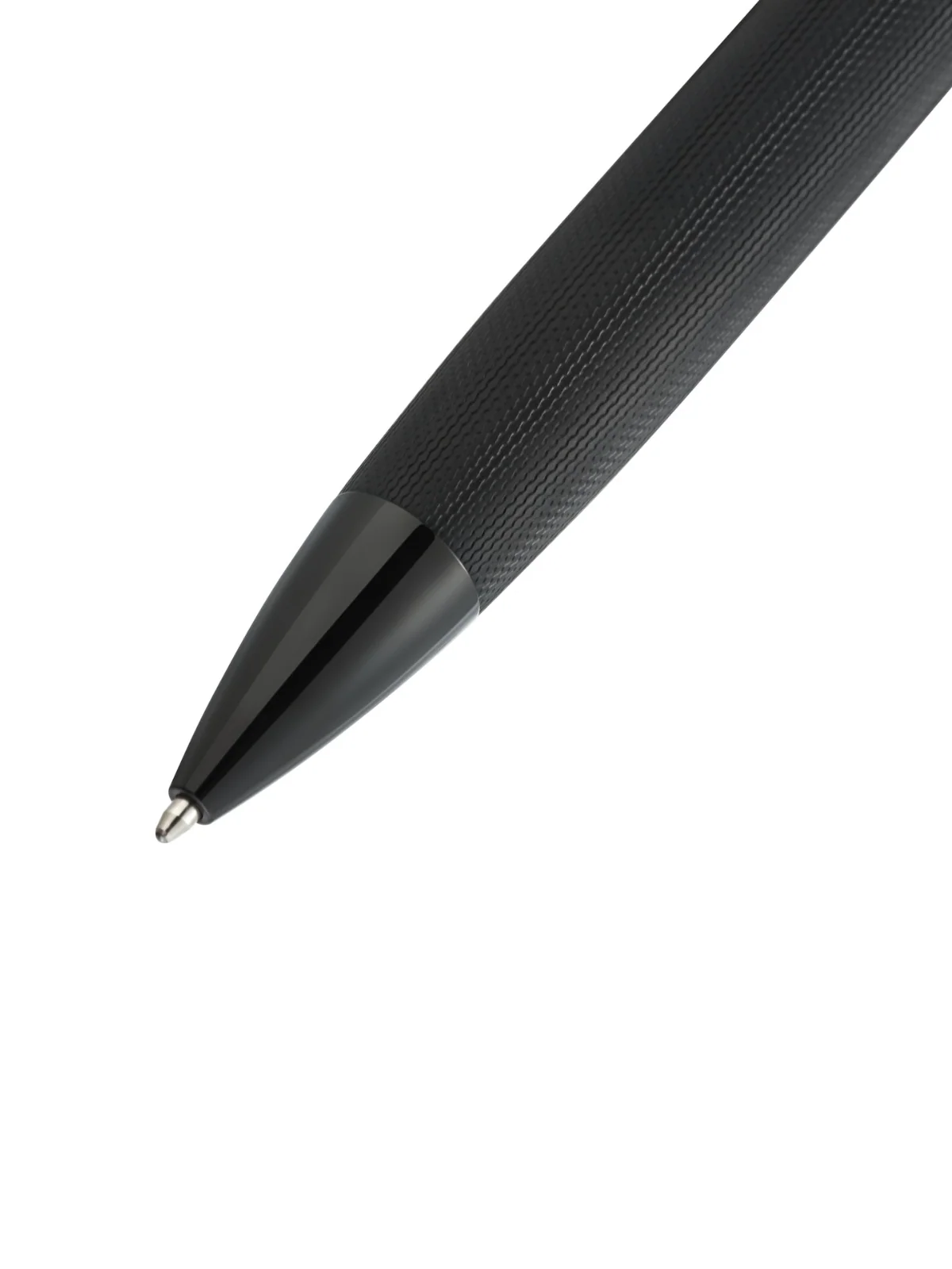 Peerless™ Polished Black PVD Engraved Diamond Pattern with Black PVD Appointments and Swarovski Crystal Ballpoint Pen - Image 3