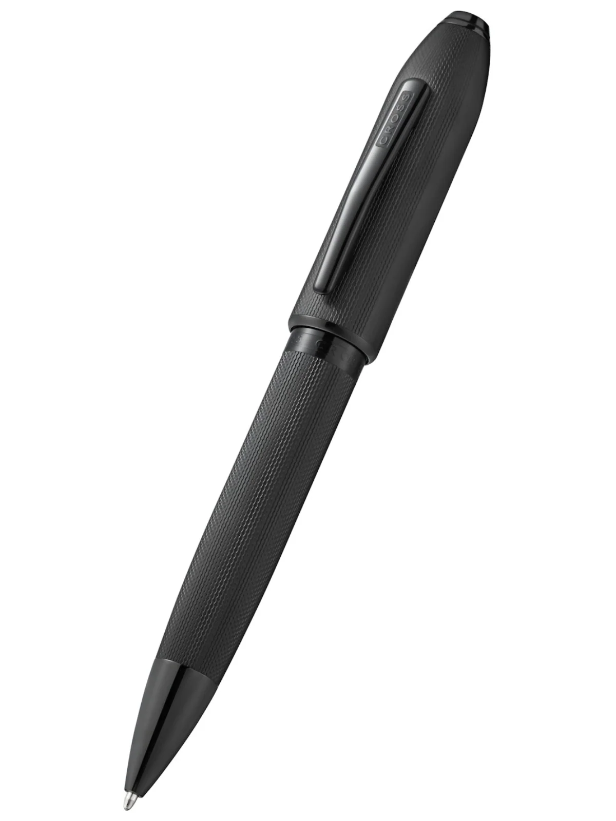 Peerless™ Polished Black PVD Engraved Diamond Pattern with Black PVD Appointments and Swarovski Crystal Ballpoint Pen - Image 5