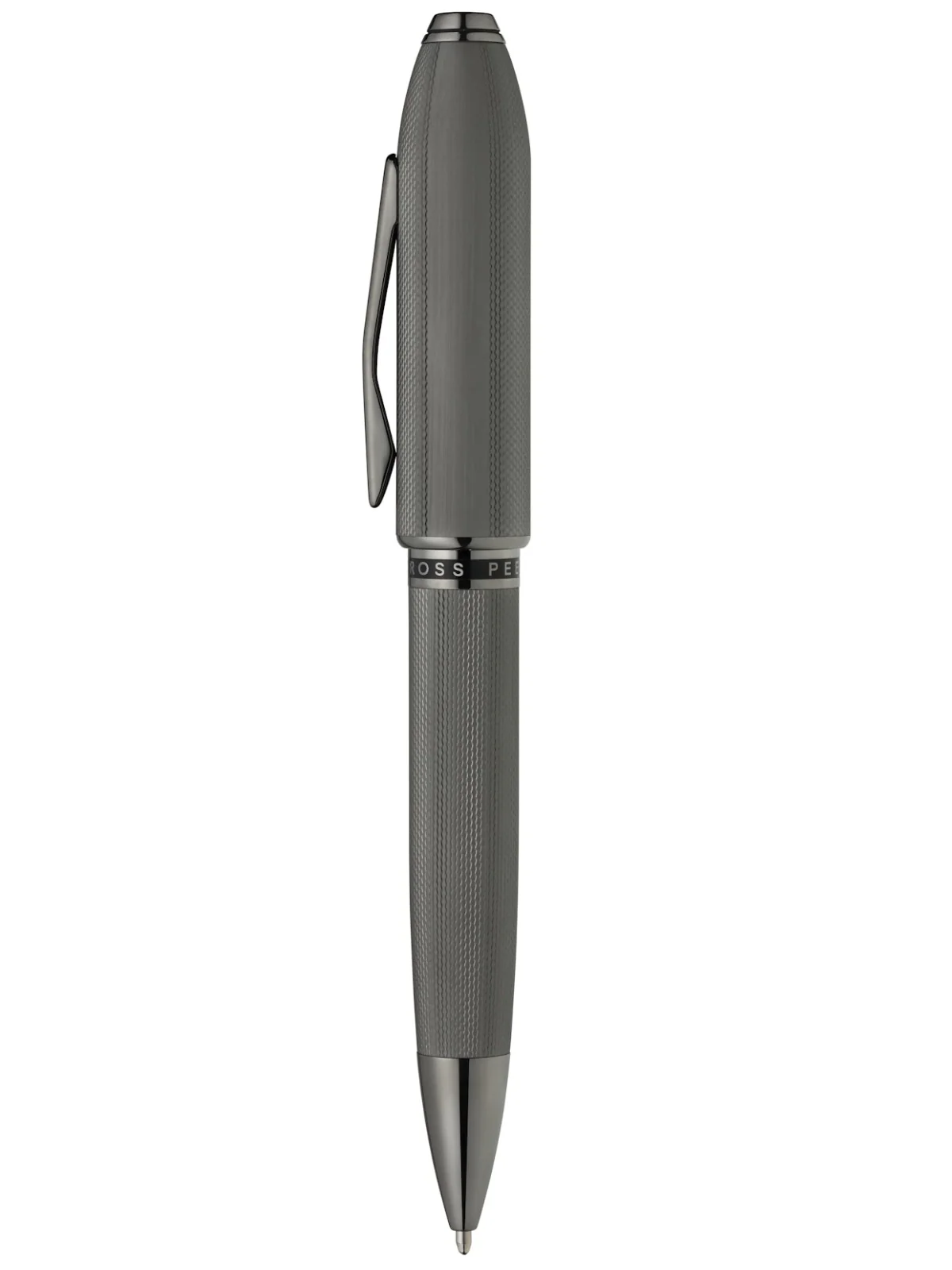 Peerless™ Polished Slate Gray Engraved Diamond Pattern with Slate Gray PVD Appointments and Swarovski Crystal Ballpoint Pen - Image 3