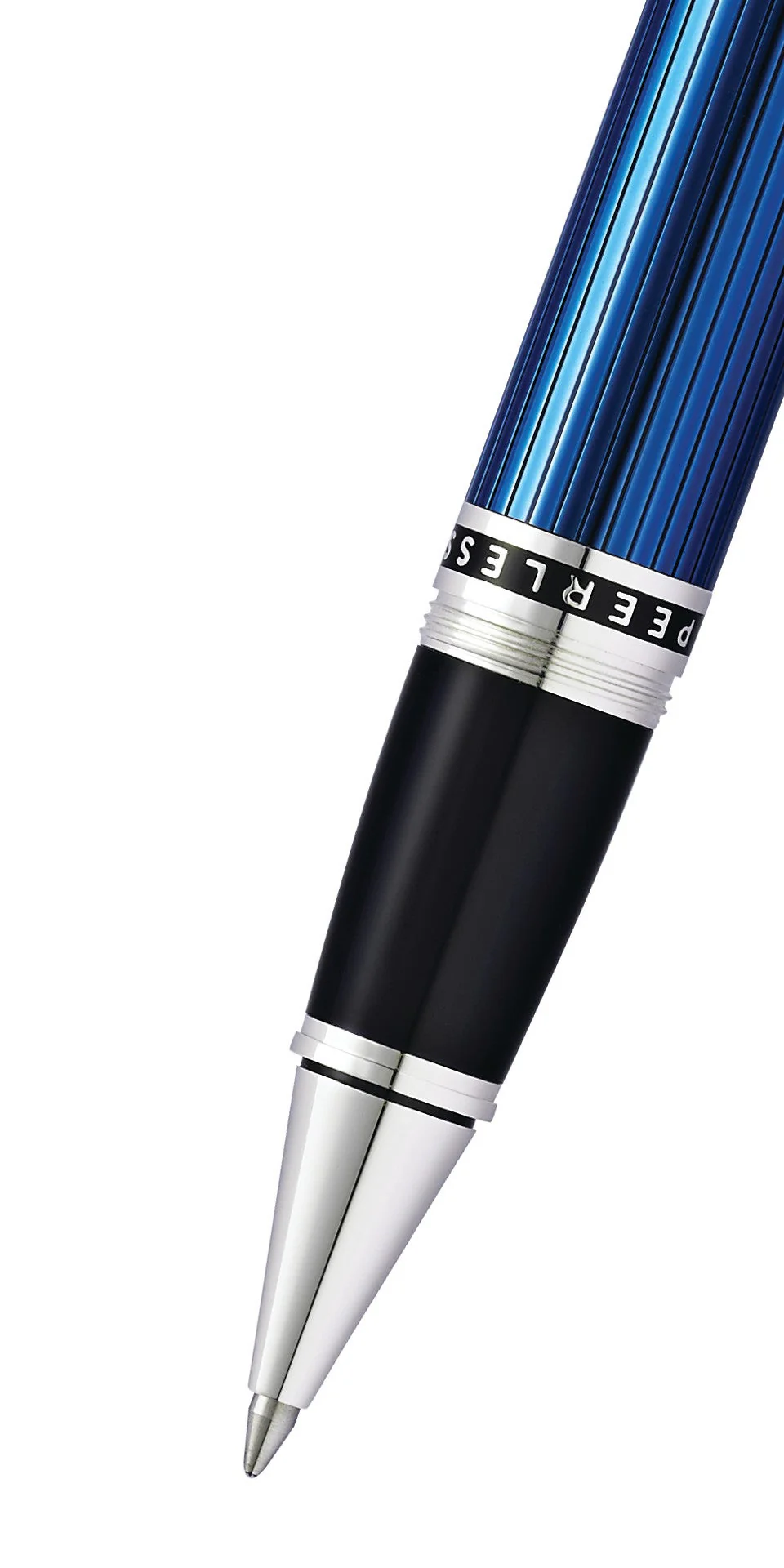 Peerless™ Translucent Quartz Blue Engraved Lacquer Platinum Plated Appointments Rollerball Pen - Image 2