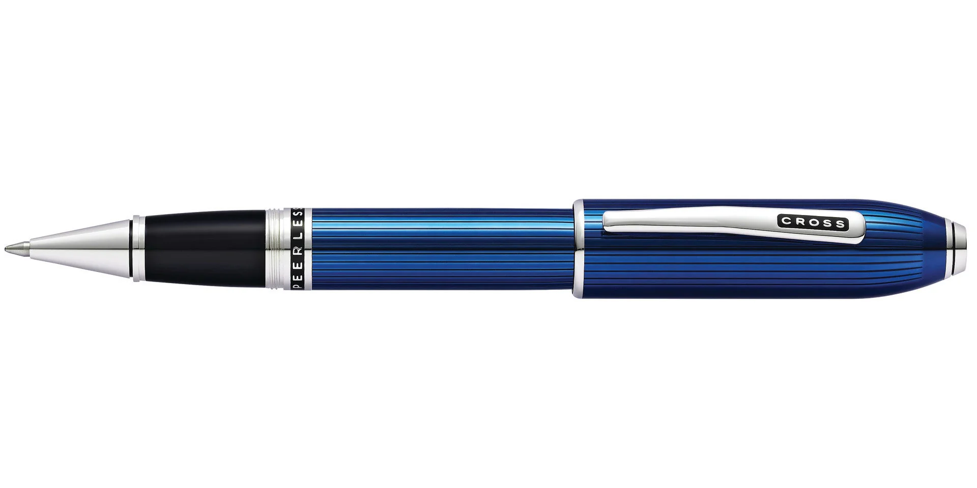 Peerless™ Translucent Quartz Blue Engraved Lacquer Platinum Plated Appointments Rollerball Pen - Image 3