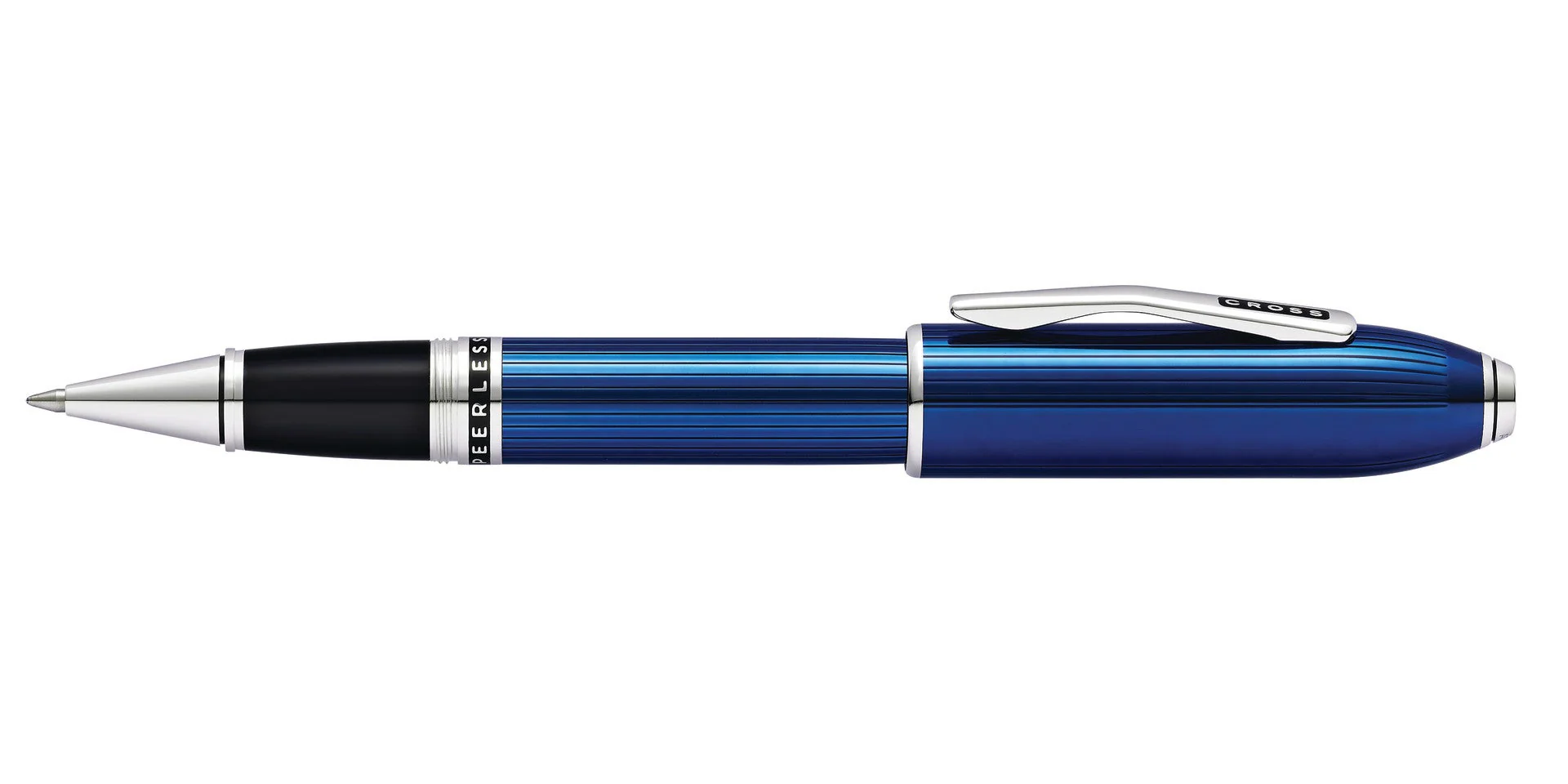 Peerless™ Translucent Quartz Blue Engraved Lacquer Platinum Plated Appointments Rollerball Pen - Image 4