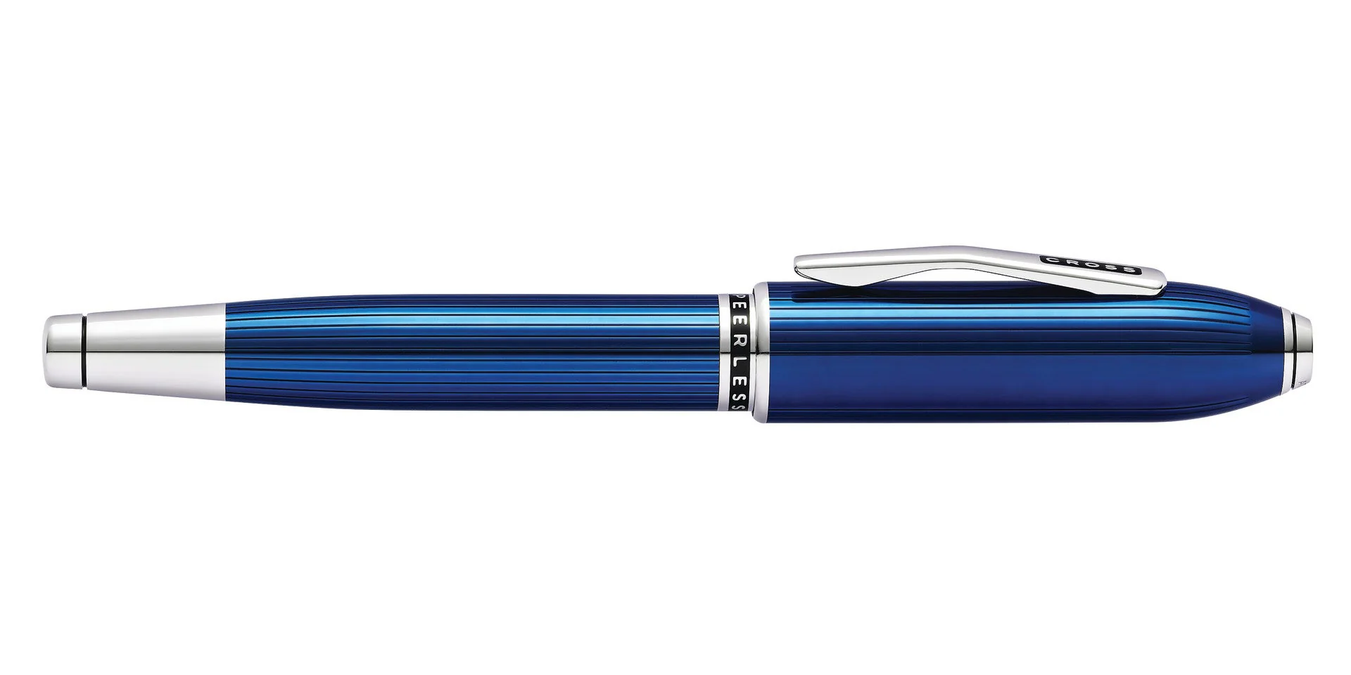 Peerless™ Translucent Quartz Blue Engraved Lacquer Platinum Plated Appointments Rollerball Pen - Image 6