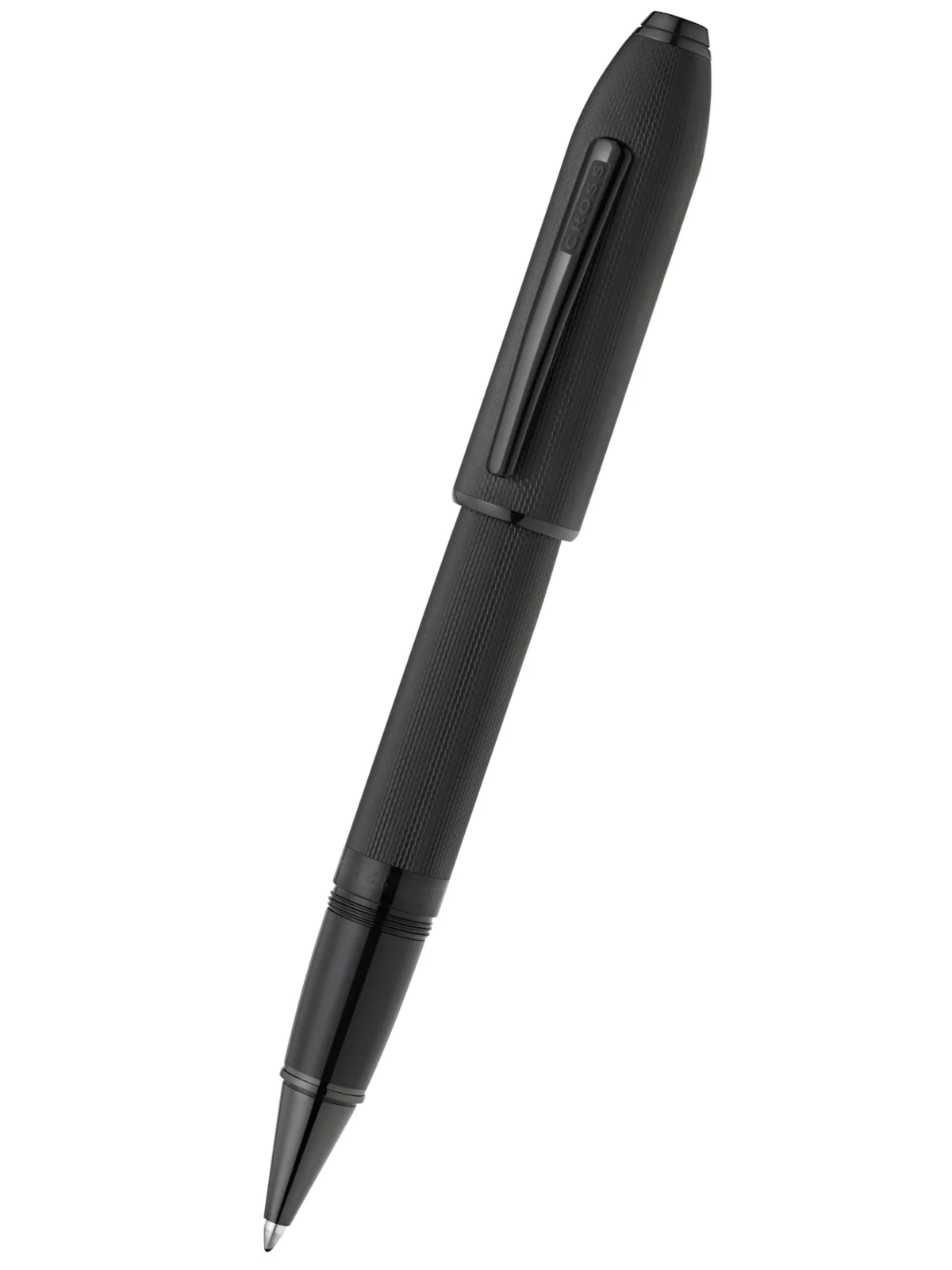 Peerless™ Polished Black PVD Engraved Diamond Pattern with Black PVD Appointments and Swarovski Crystal Rollerball Pen