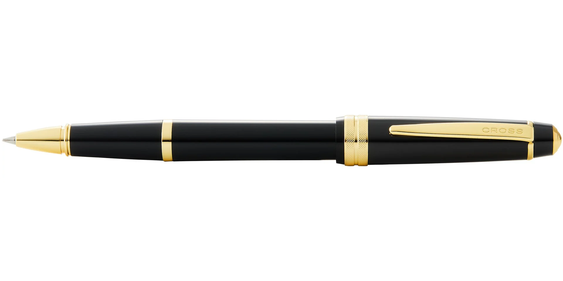 Bailey Light™ Polished Black Resin and Gold Tone Rollerball Pen - Image 3