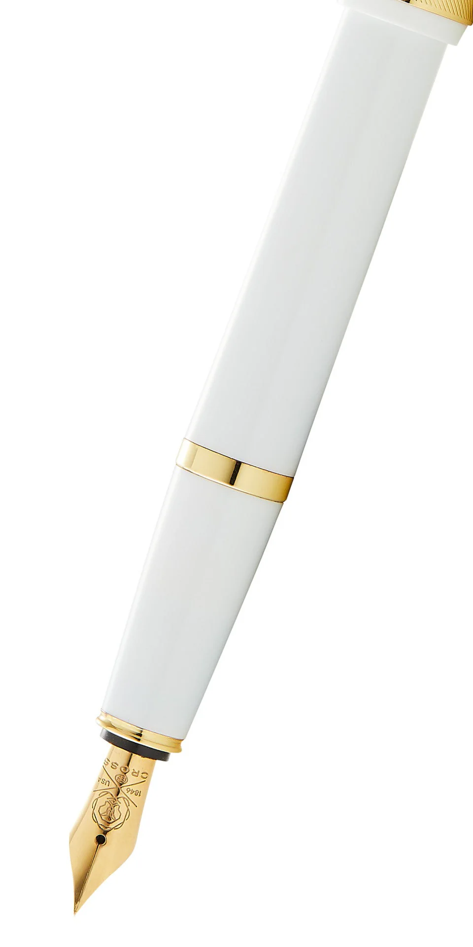 Bailey Light™ Polished White Resin and Gold Tone Extra-Fine Nib Fountain Pen - Image 2