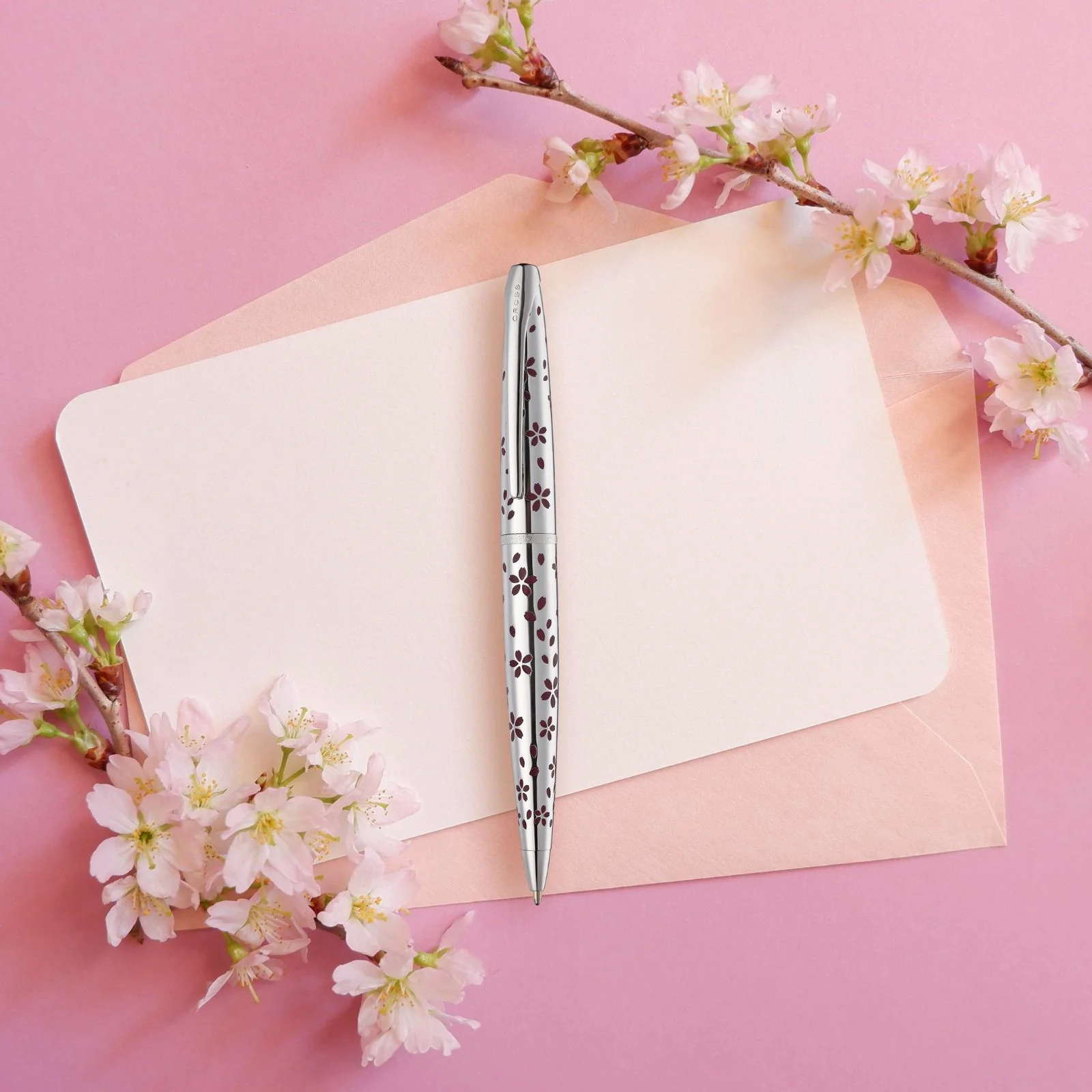 ATX® Cherry Blossom Polished Chrome with Polished Chrome Appointments Ballpoint Pen - Image 5