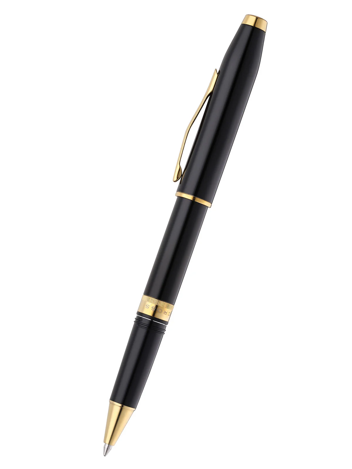 Foundry Glossy Black Lacquer with PVD Gold Appointments Rollerball Pen - Image 2