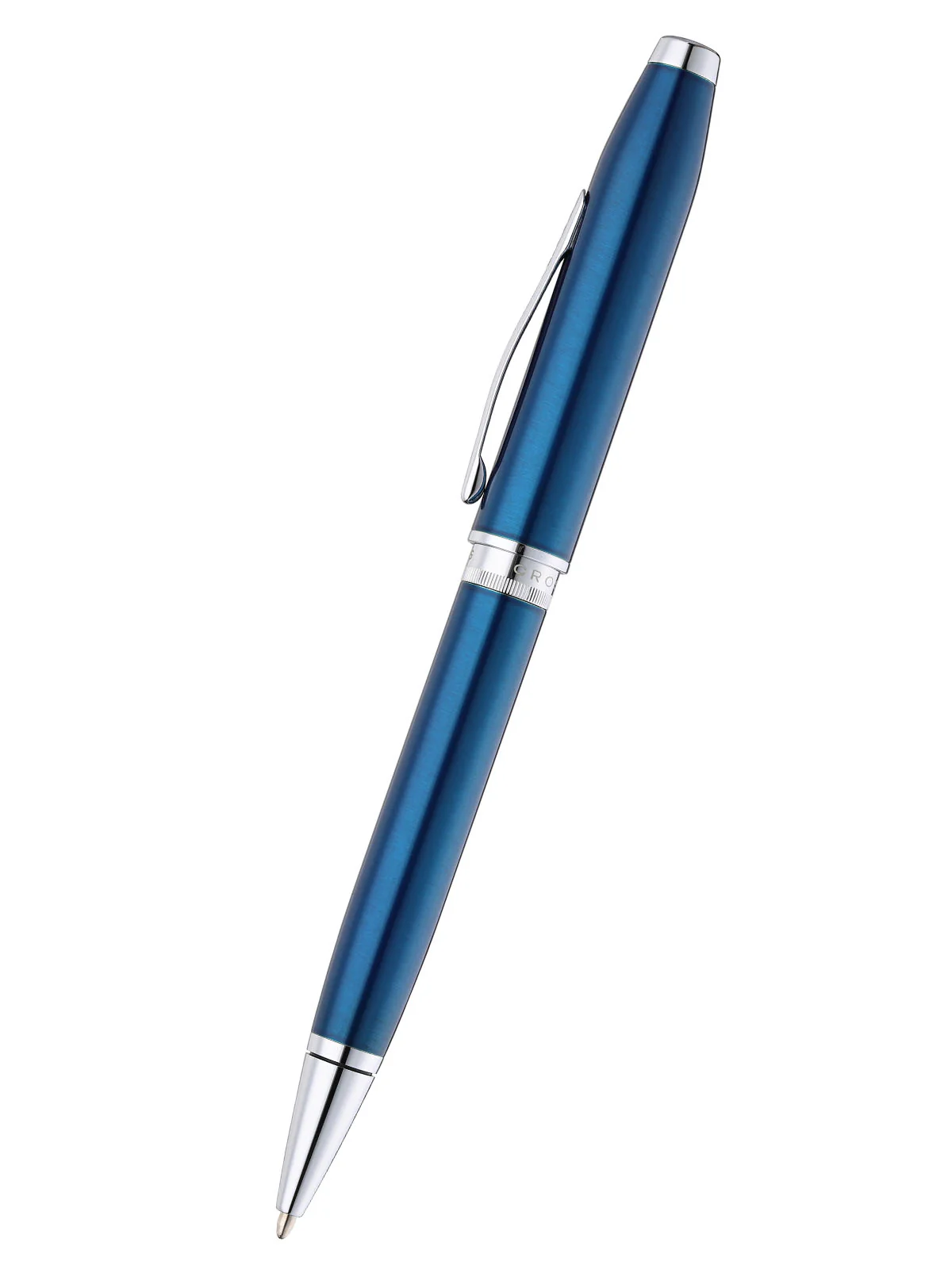 Foundry Glossy Translucent Blue Lacquer with Polished Chrome Appointments Ballpoint Pen - Image 2