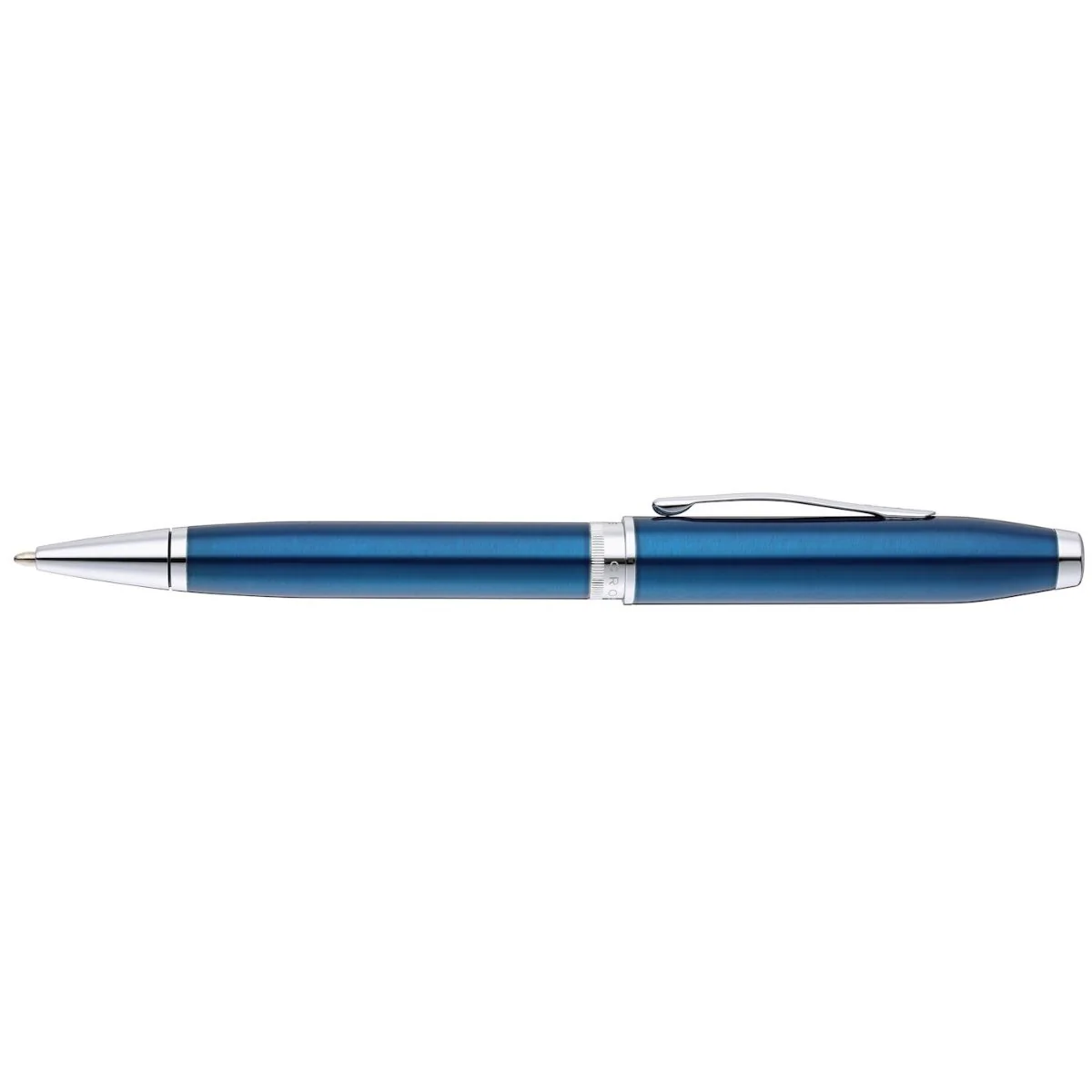 Foundry Glossy Translucent Blue Lacquer with Polished Chrome Appointments Ballpoint Pen - Image 3