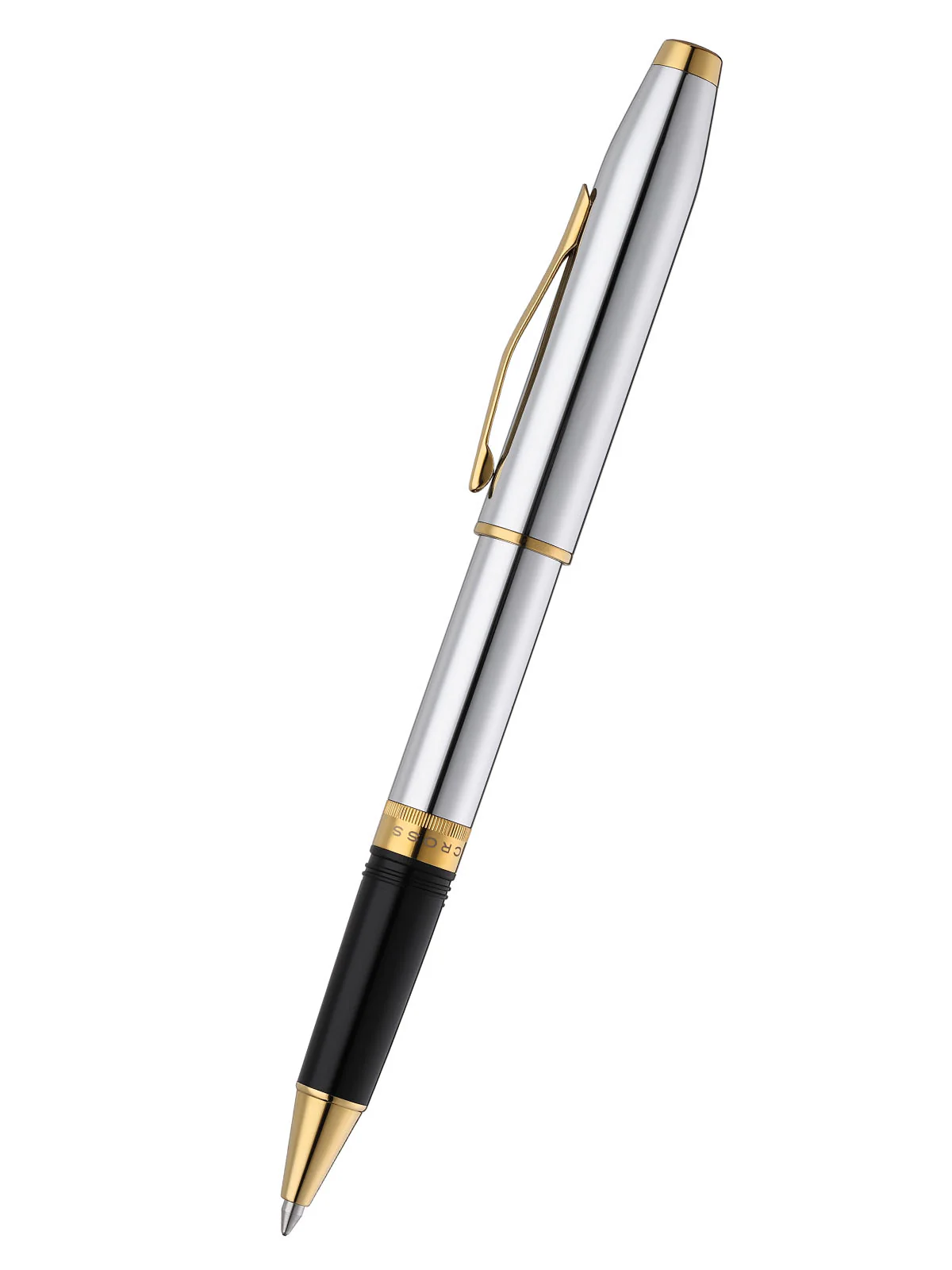 Foundry Polished Chrome with PVD Gold Appointments Rollerball Pen - Image 2