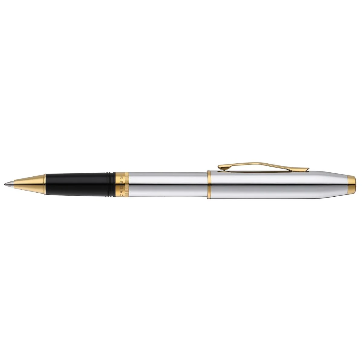Foundry Polished Chrome with PVD Gold Appointments Rollerball Pen - Image 3