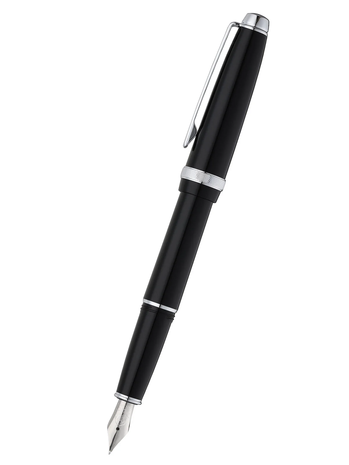 Lume Obsidian Black with Chrome Appointments and Stainless Steel Medium Nib Fountain Pen - Image 3