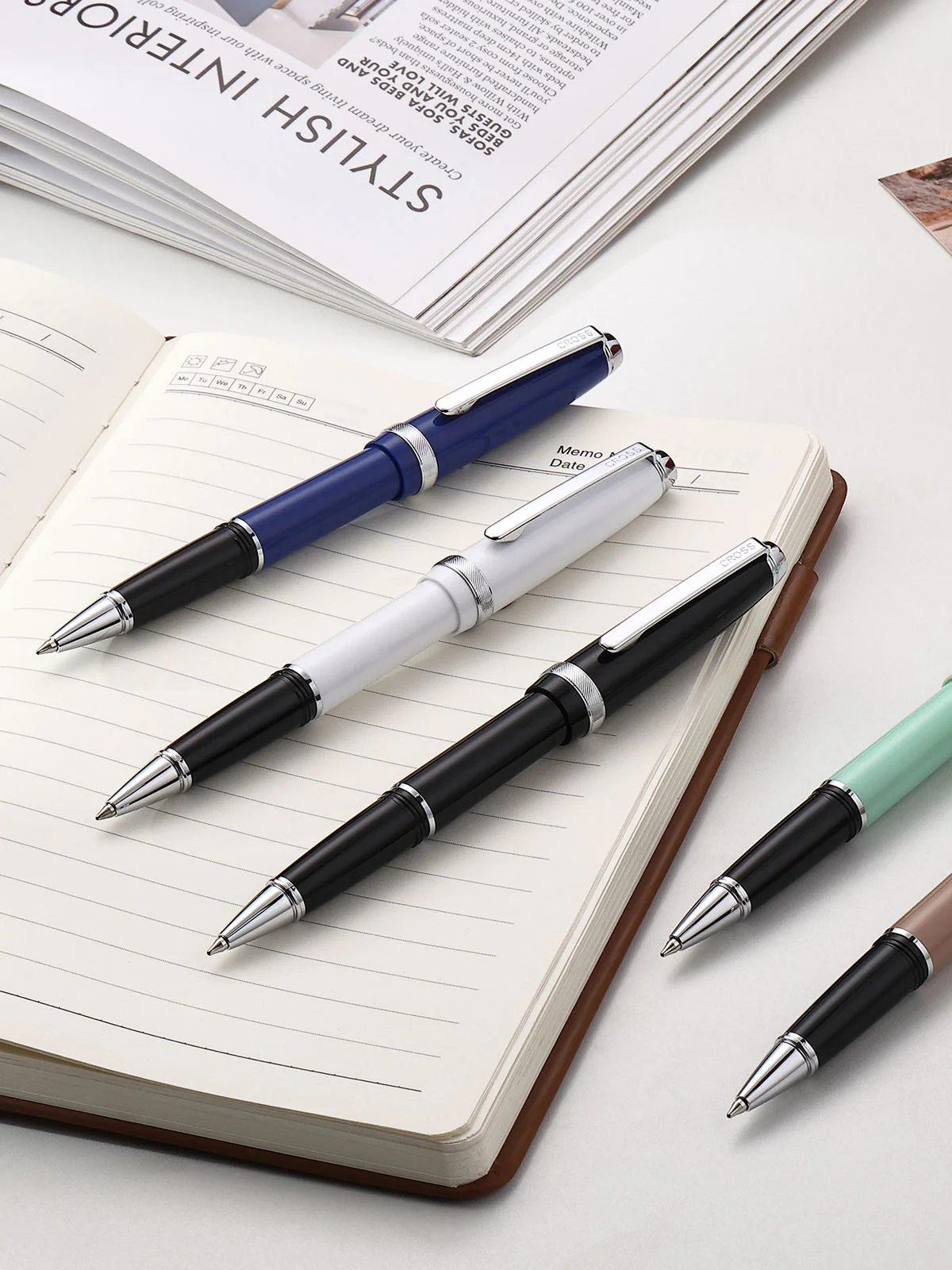 Lume Porcelain White with Polished Chrome Appointments Rollerball Pen - Image 4