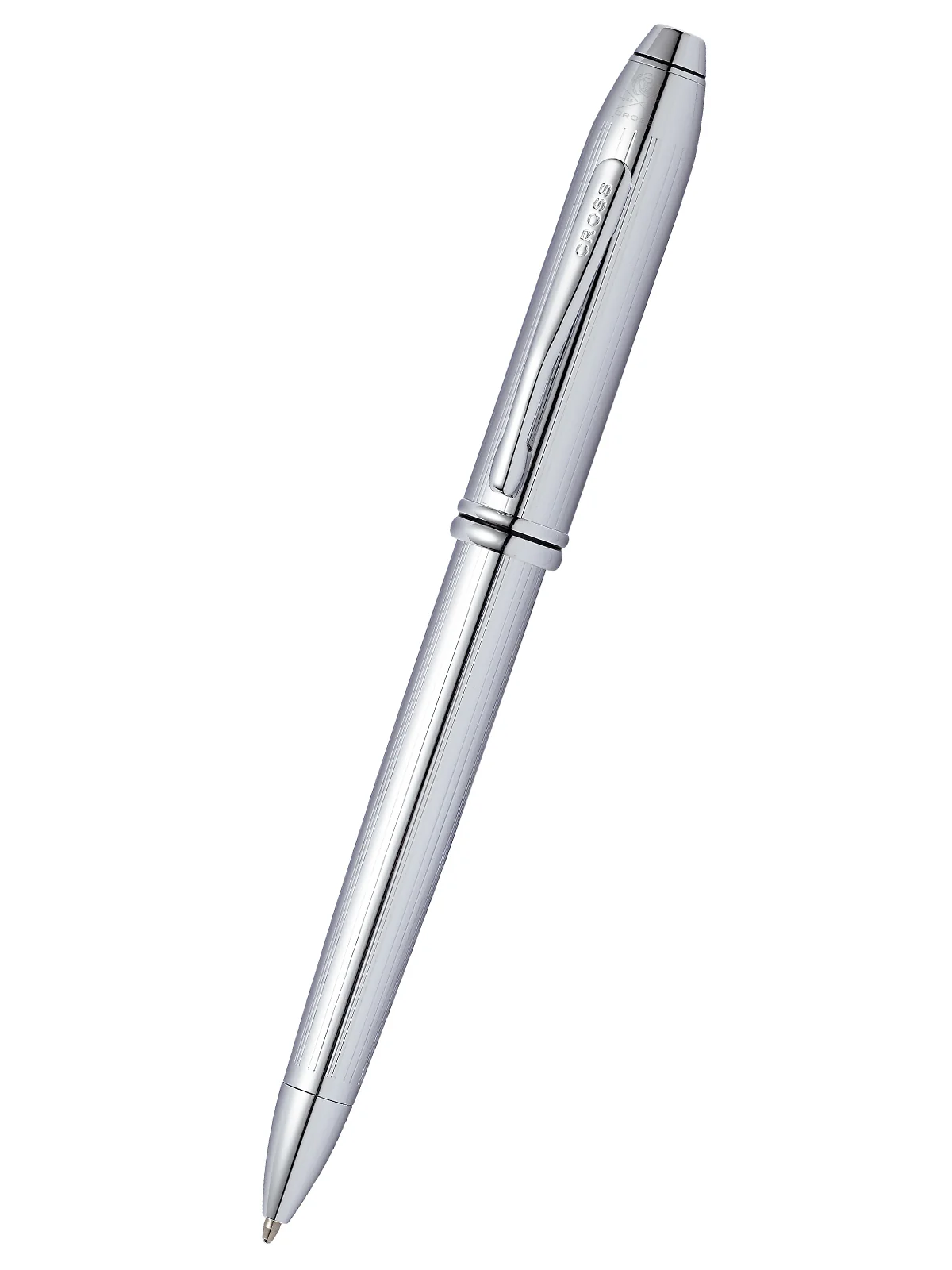 Townsend Lustrous Chrome Ballpoint Pen with Mocha Cigar Style Leather Single Pen Case Gift Set - Image 3